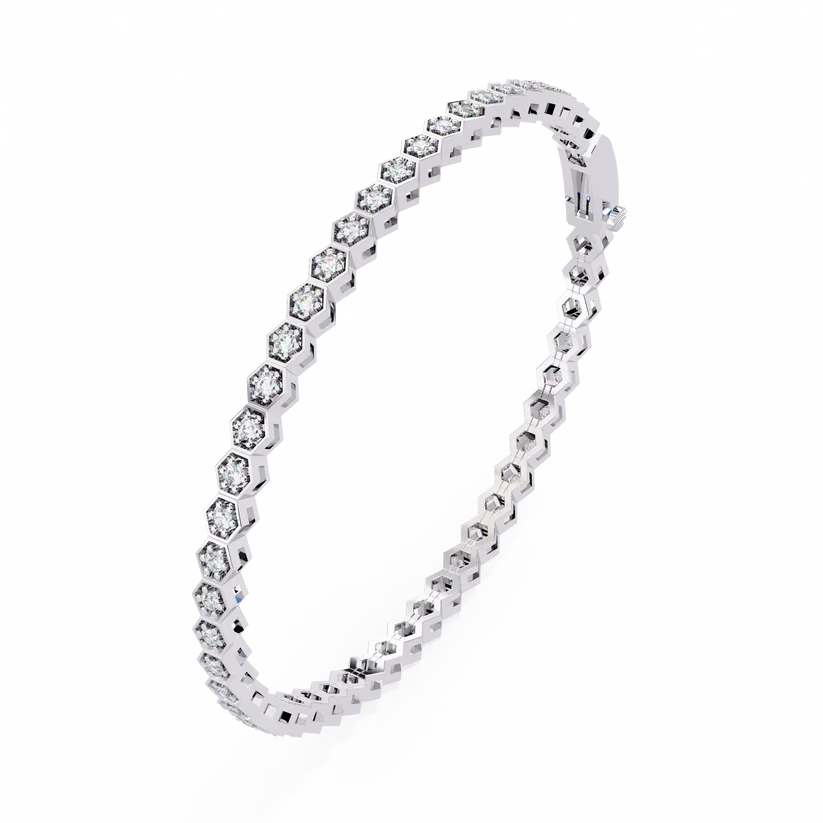 Regal Hexagon Round Diamond Bracelet