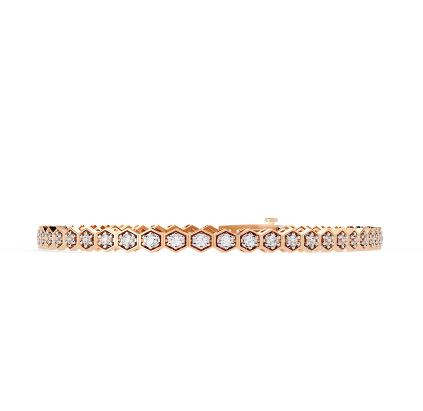 Regal Hexagon Round Diamond Bracelet