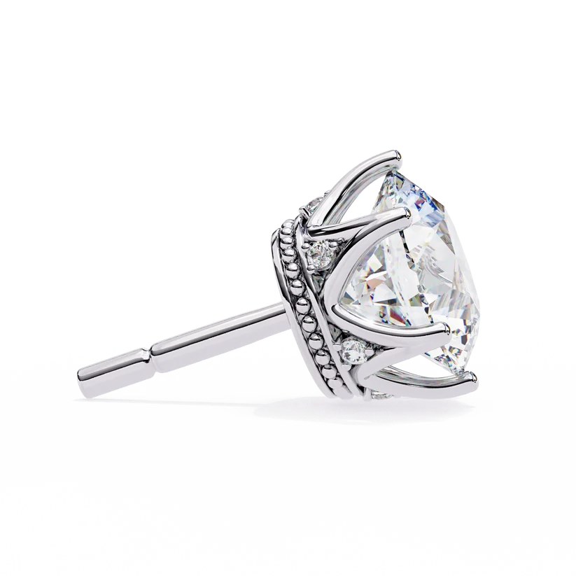 Aurelia Round Brilliant-Cut Diamond Crown Stud Earrings ✨