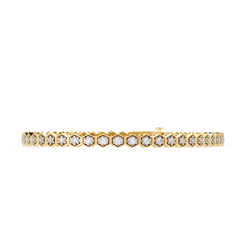 Regal Hexagon Round Diamond Bracelet