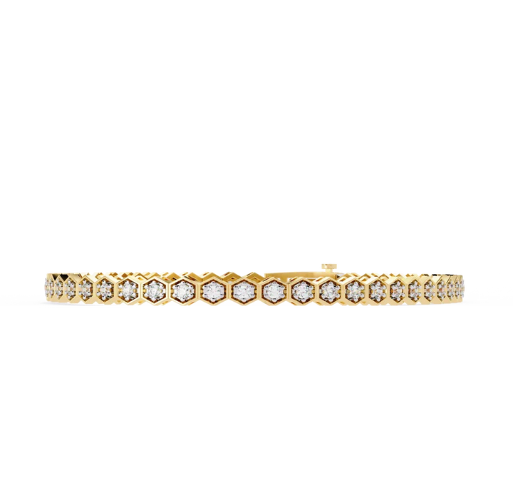 Regal Hexagon Round Diamond Bracelet
