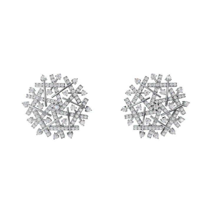 Diamond Snowflake Stud Earrings in 925 Sterling Silver – Sparkling Winter Inspired Design