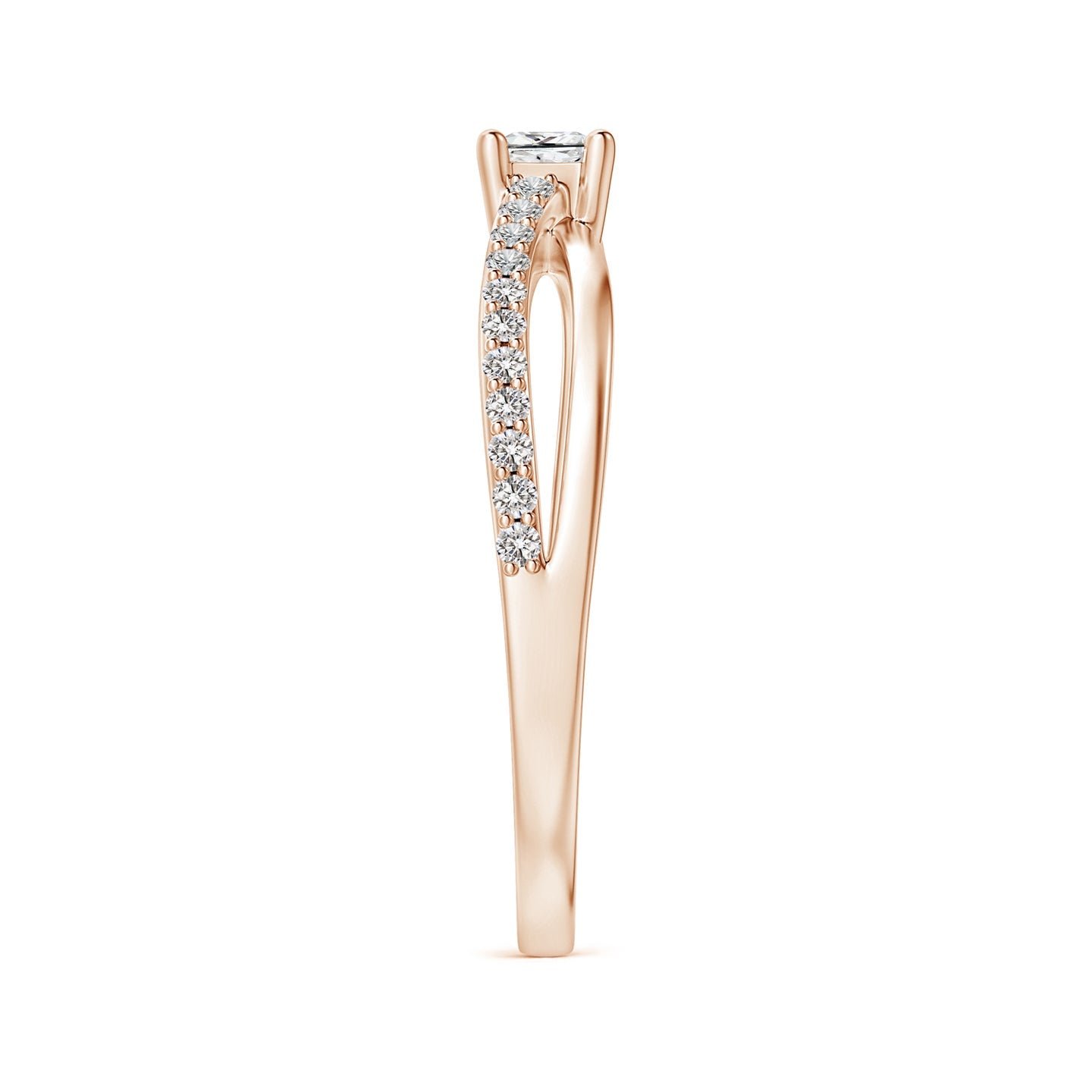 Princess Cut Diamond Bypass Split Shank Engagement & Wedding Ring