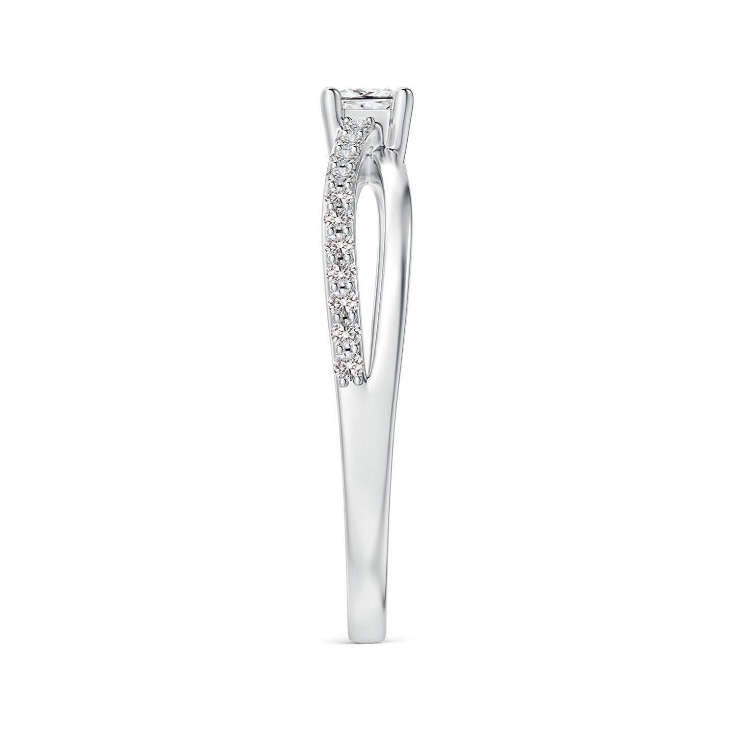 Princess Cut Diamond Bypass Split Shank Engagement & Wedding Ring