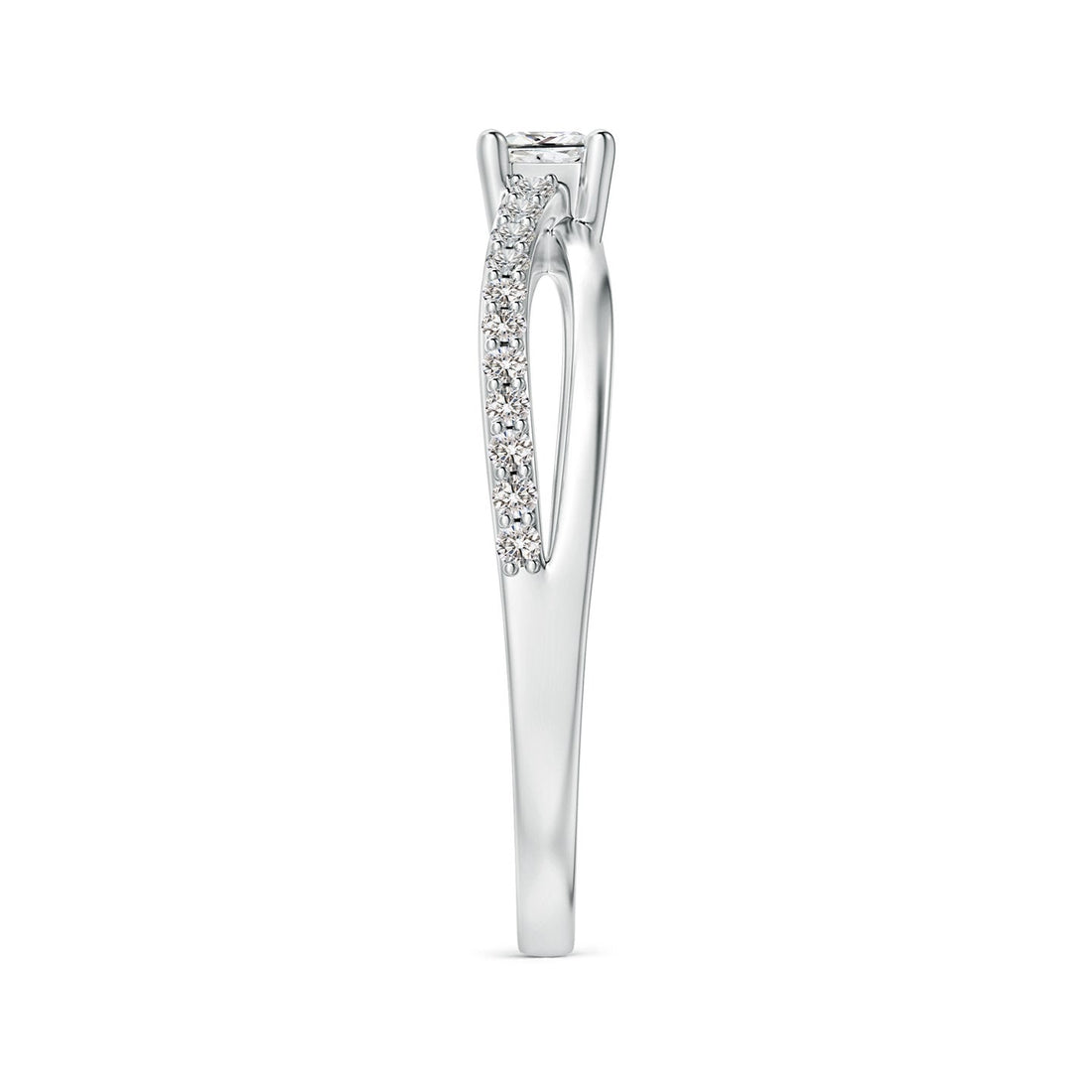 Princess Cut Diamond Bypass Split Shank Engagement & Wedding Ring