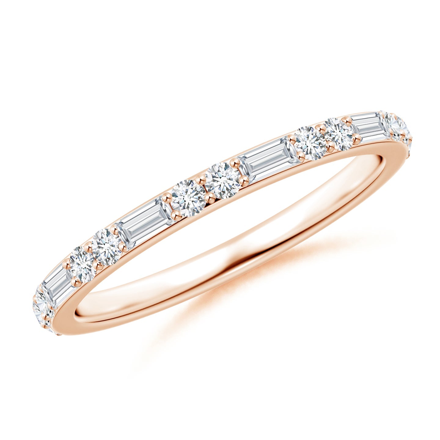 Alternating Baguette & Round Lab Grown Diamond Half Eternity Band