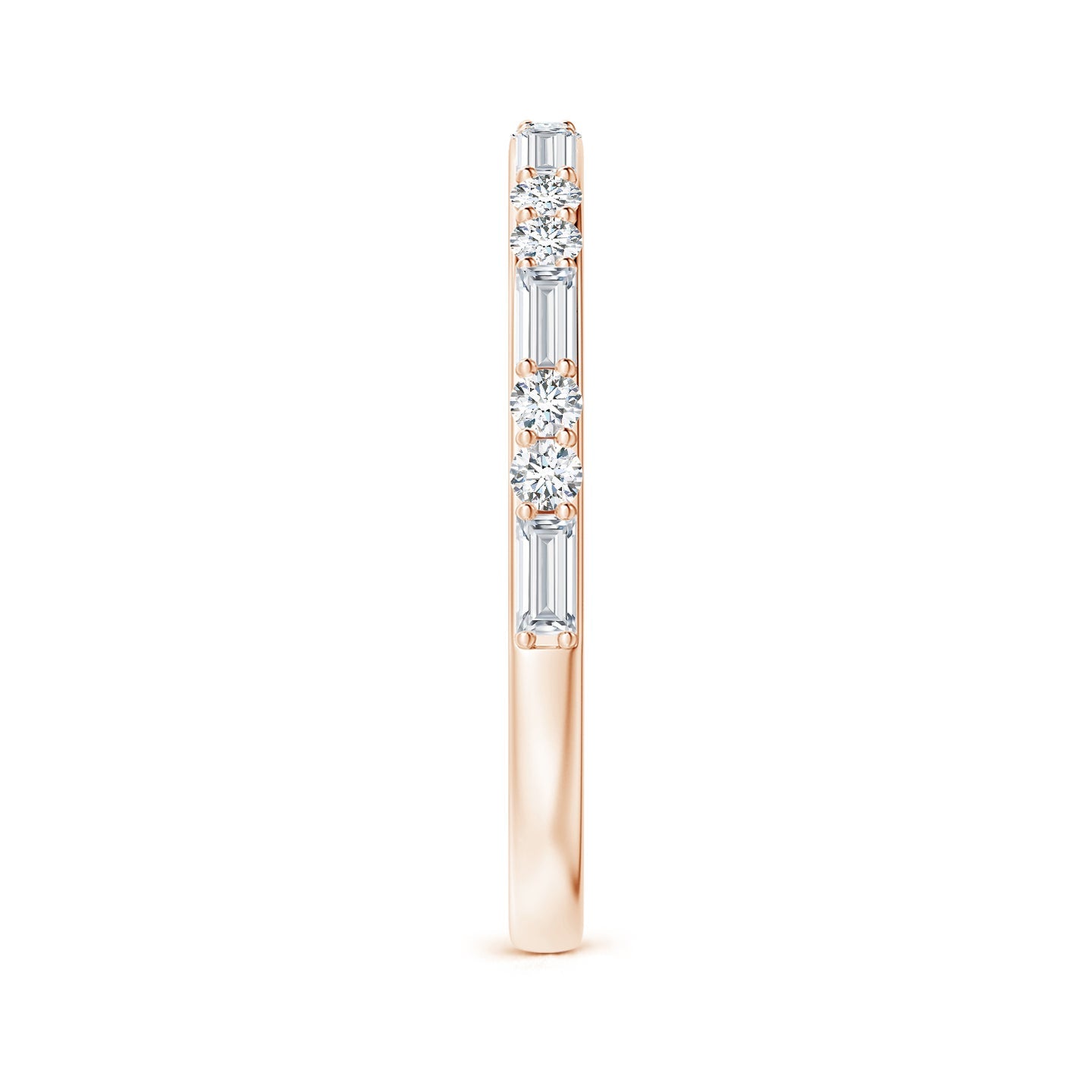 Alternating Baguette & Round Lab Grown Diamond Half Eternity Band