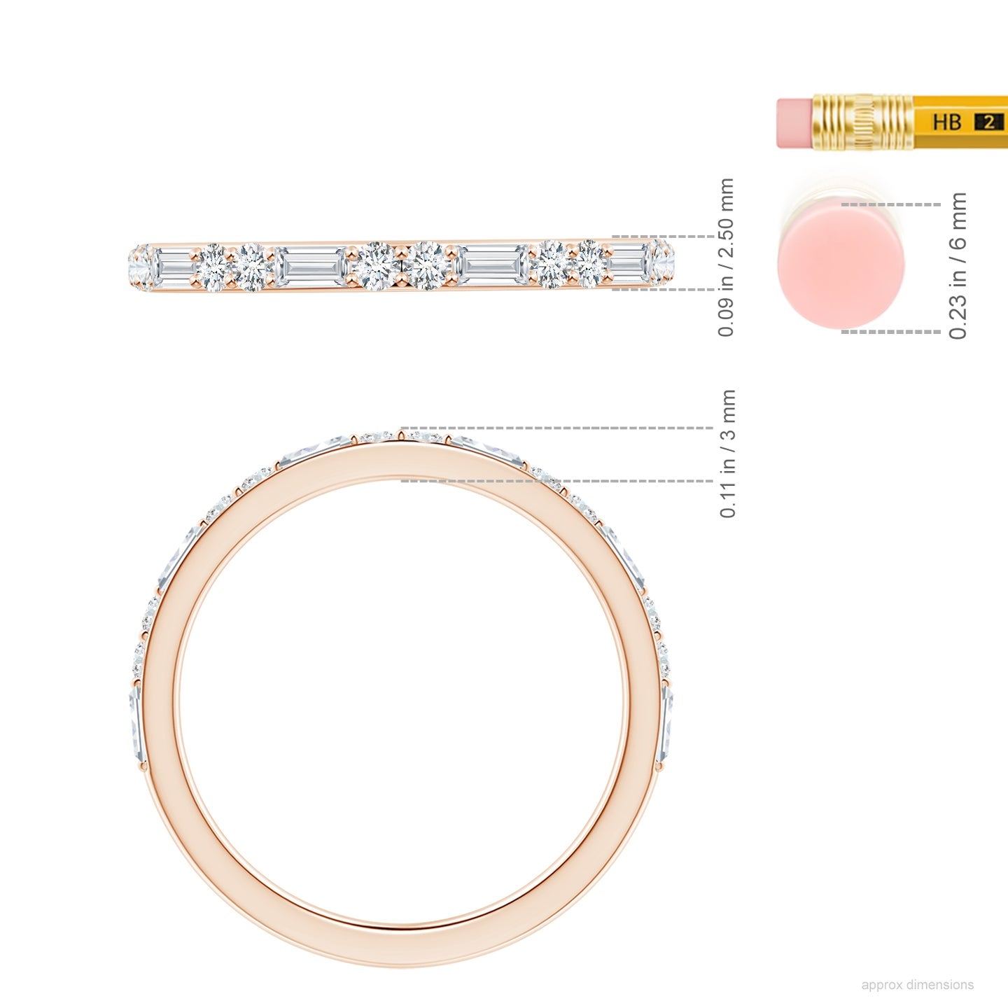 Alternating Baguette & Round Lab Grown Diamond Half Eternity Band
