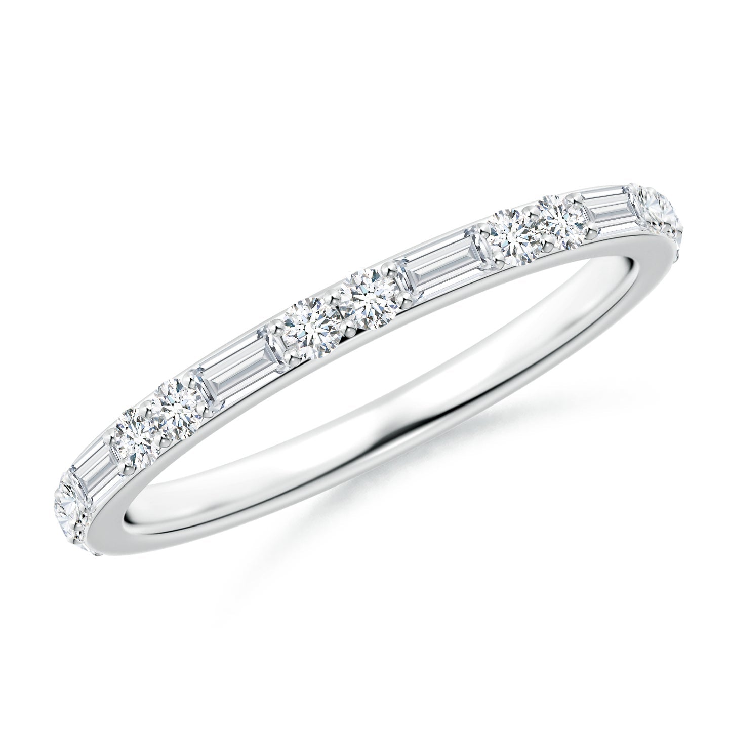 Alternating Baguette & Round Lab Grown Diamond Half Eternity Band