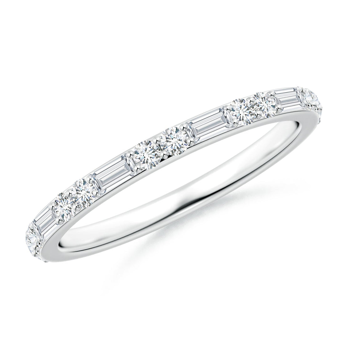 Alternating Baguette & Round Lab Grown Diamond Half Eternity Band