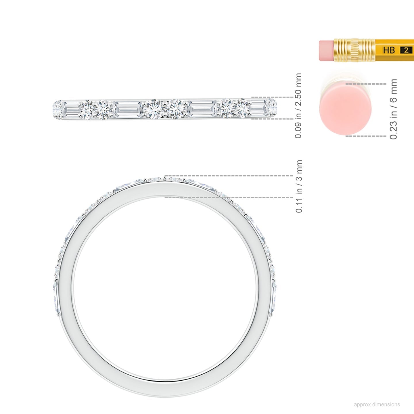 Alternating Baguette & Round Lab Grown Diamond Half Eternity Band