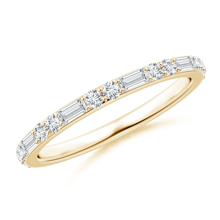 Alternating Baguette & Round Lab Grown Diamond Half Eternity Band