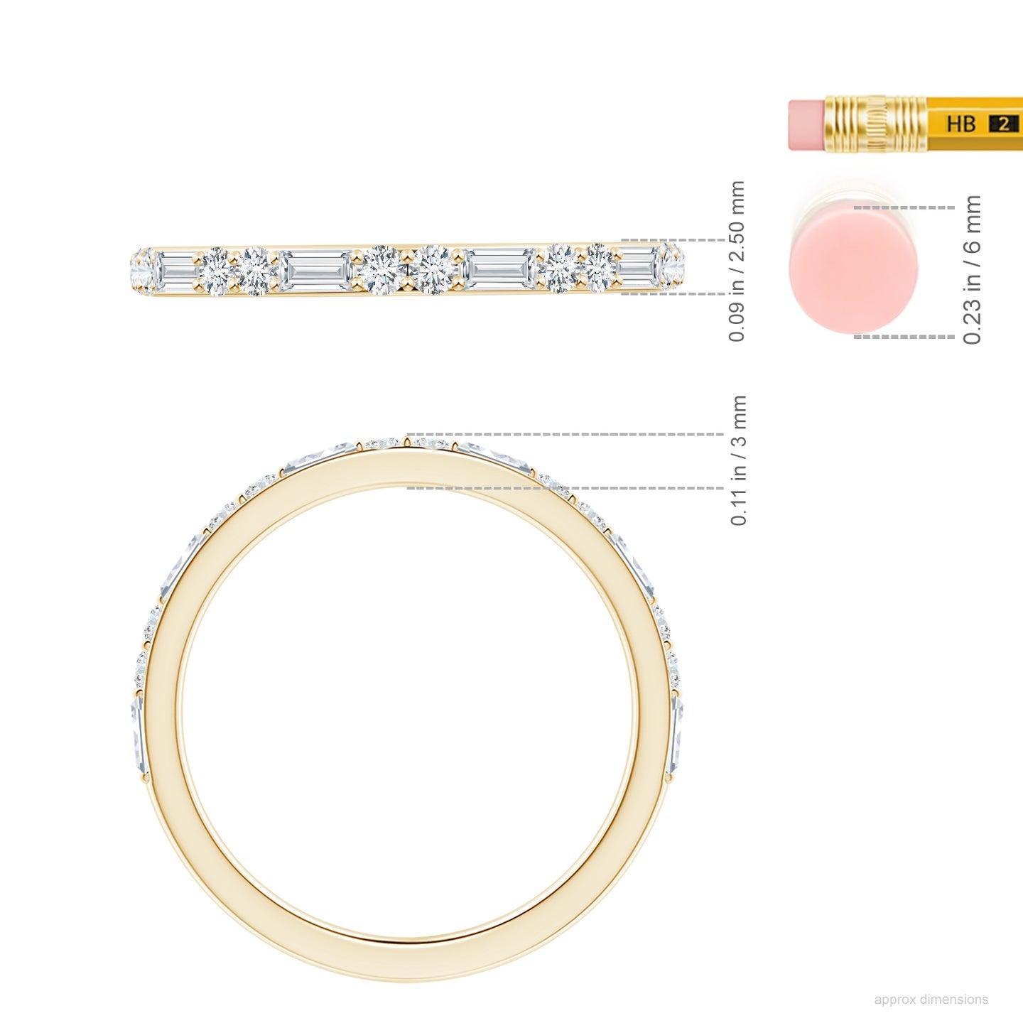 Alternating Baguette & Round Lab Grown Diamond Half Eternity Band
