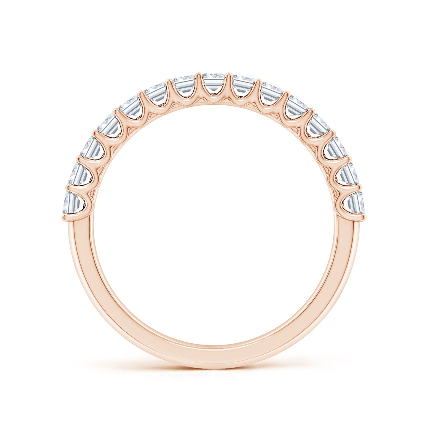 Emerald Cut Lab Grown Diamond Half Eternity Wedding Band