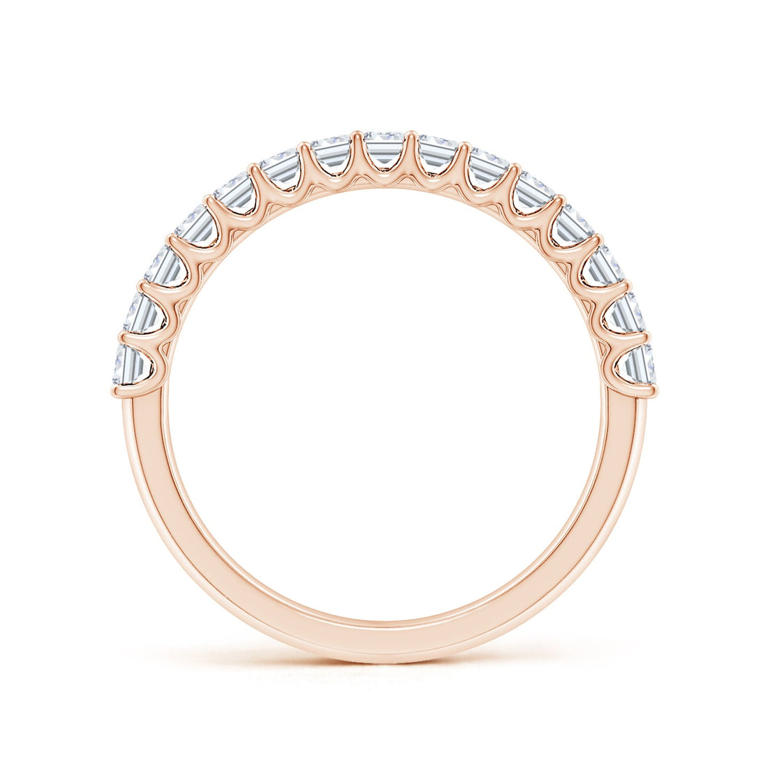 Emerald Cut Lab Grown Diamond Half Eternity Wedding Band
