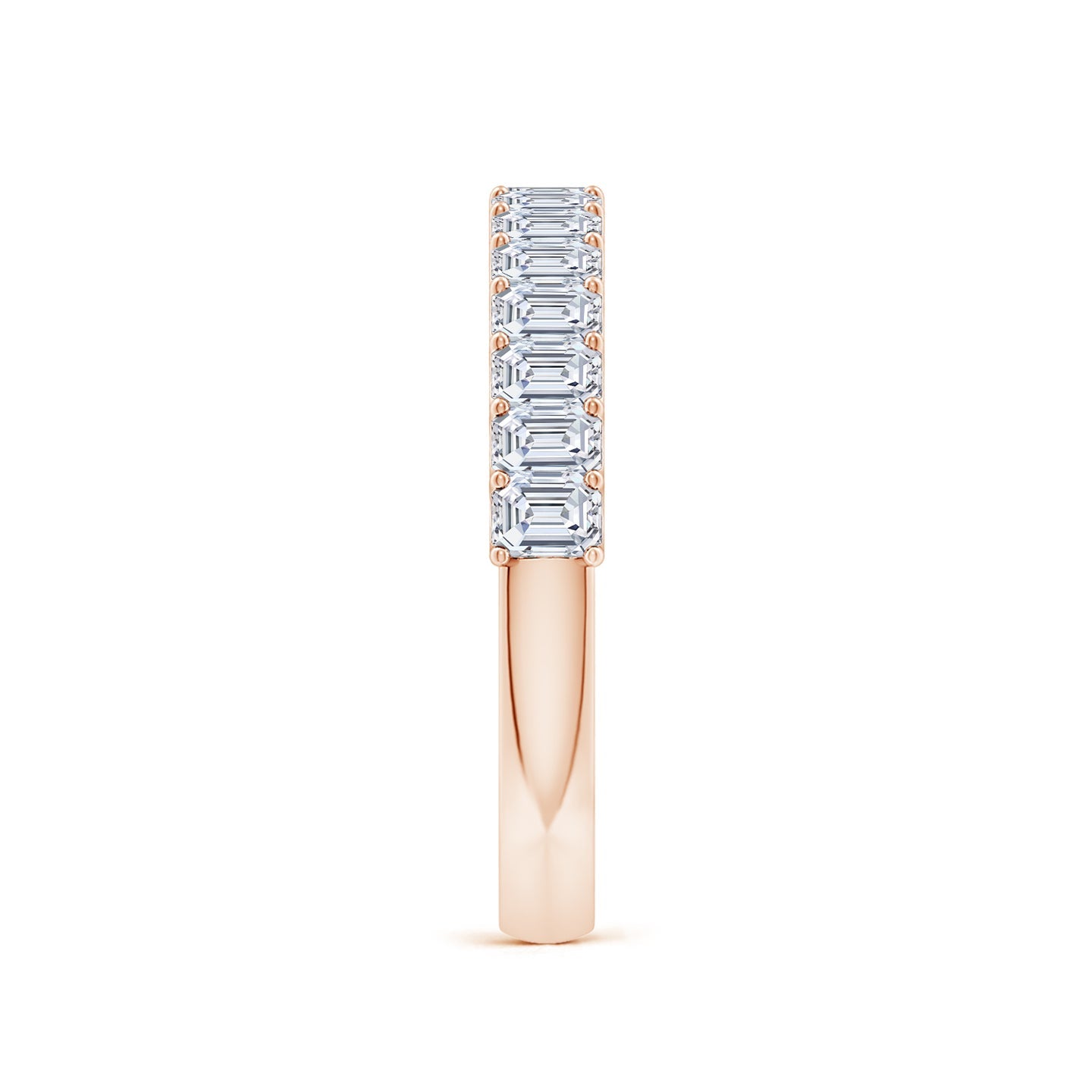 Emerald Cut Lab Grown Diamond Half Eternity Wedding Band