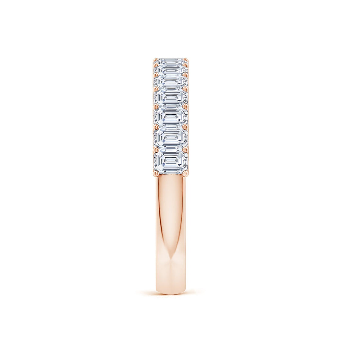 Emerald Cut Lab Grown Diamond Half Eternity Wedding Band
