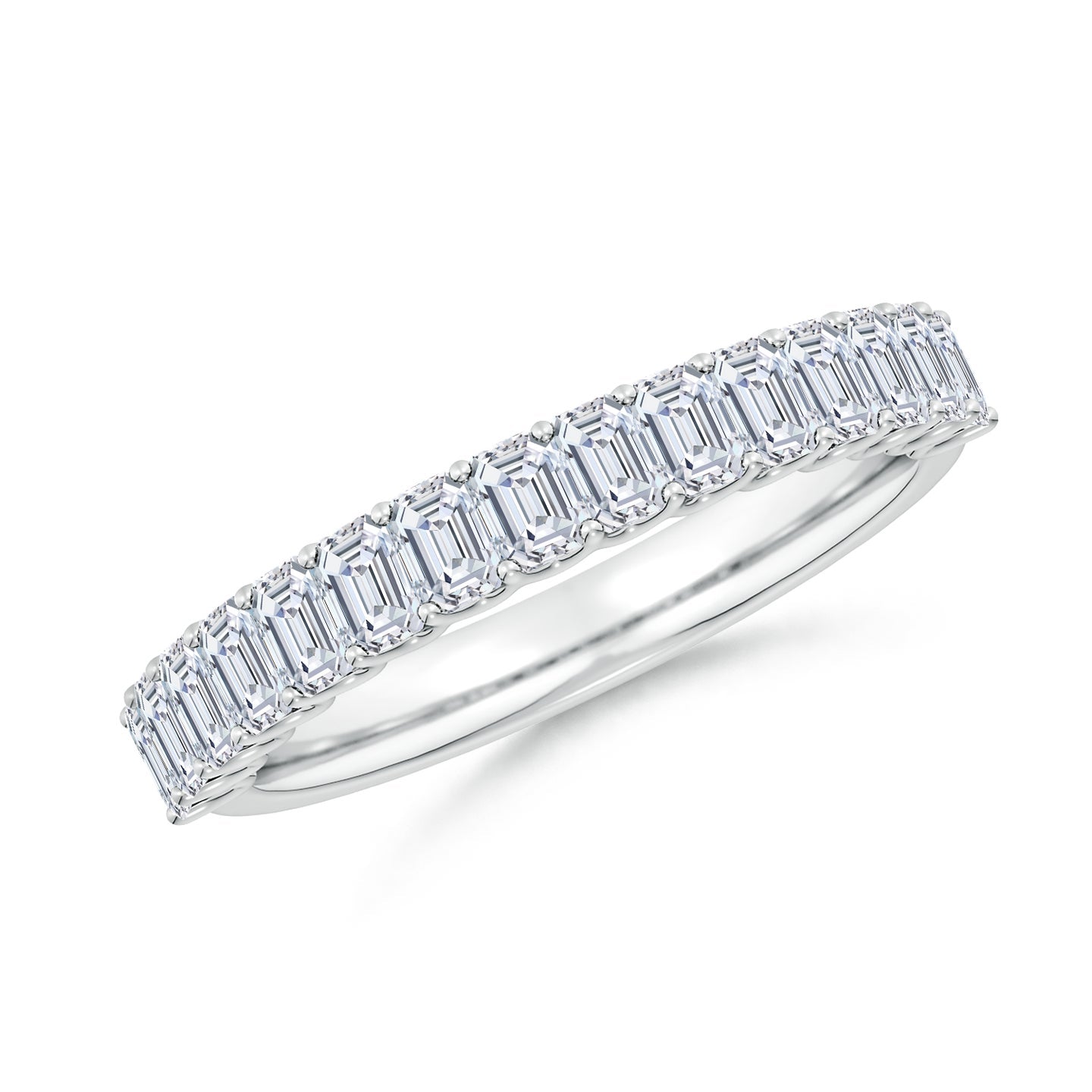 Emerald Cut Lab Grown Diamond Half Eternity Wedding Band