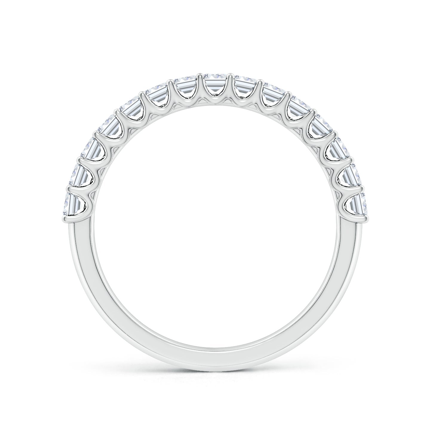 Emerald Cut Lab Grown Diamond Half Eternity Wedding Band