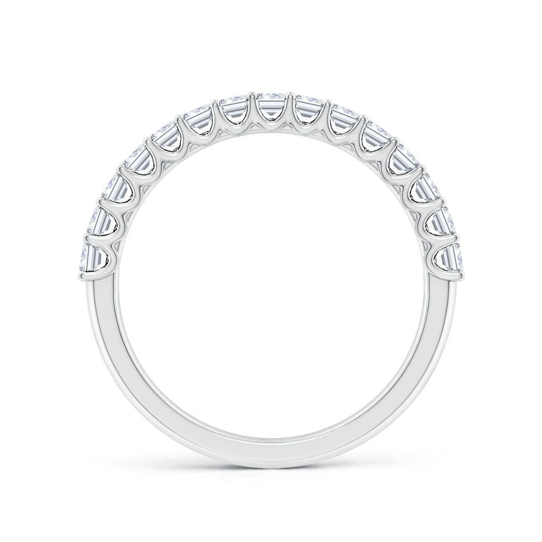 Emerald Cut Lab Grown Diamond Half Eternity Wedding Band