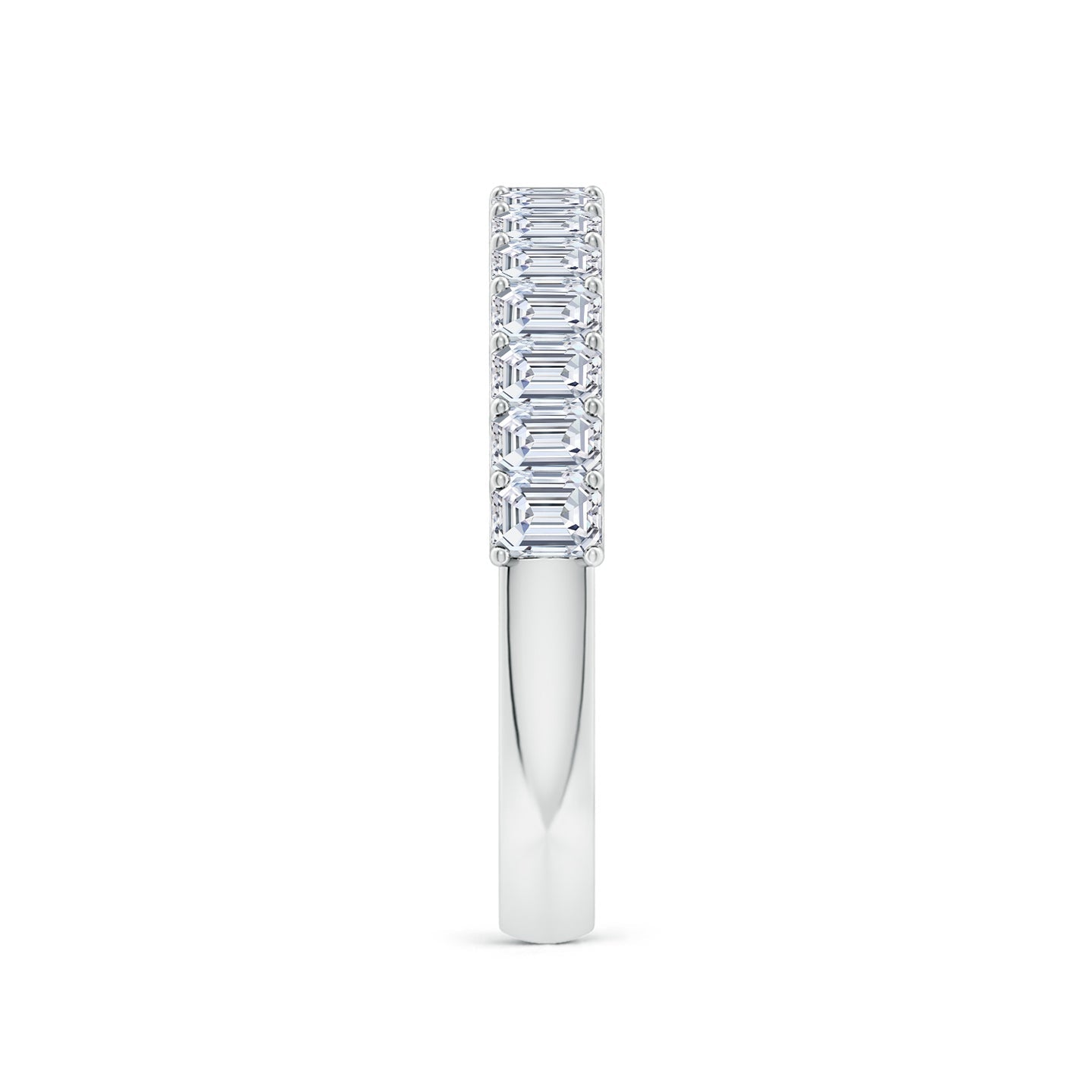 Emerald Cut Lab Grown Diamond Half Eternity Wedding Band