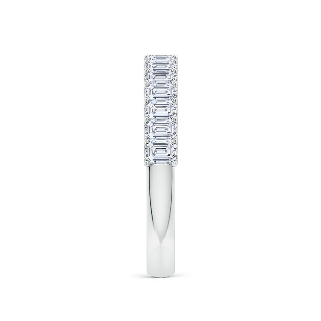 Emerald Cut Lab Grown Diamond Half Eternity Wedding Band