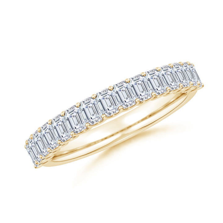Emerald Cut Lab Grown Diamond Half Eternity Wedding Band