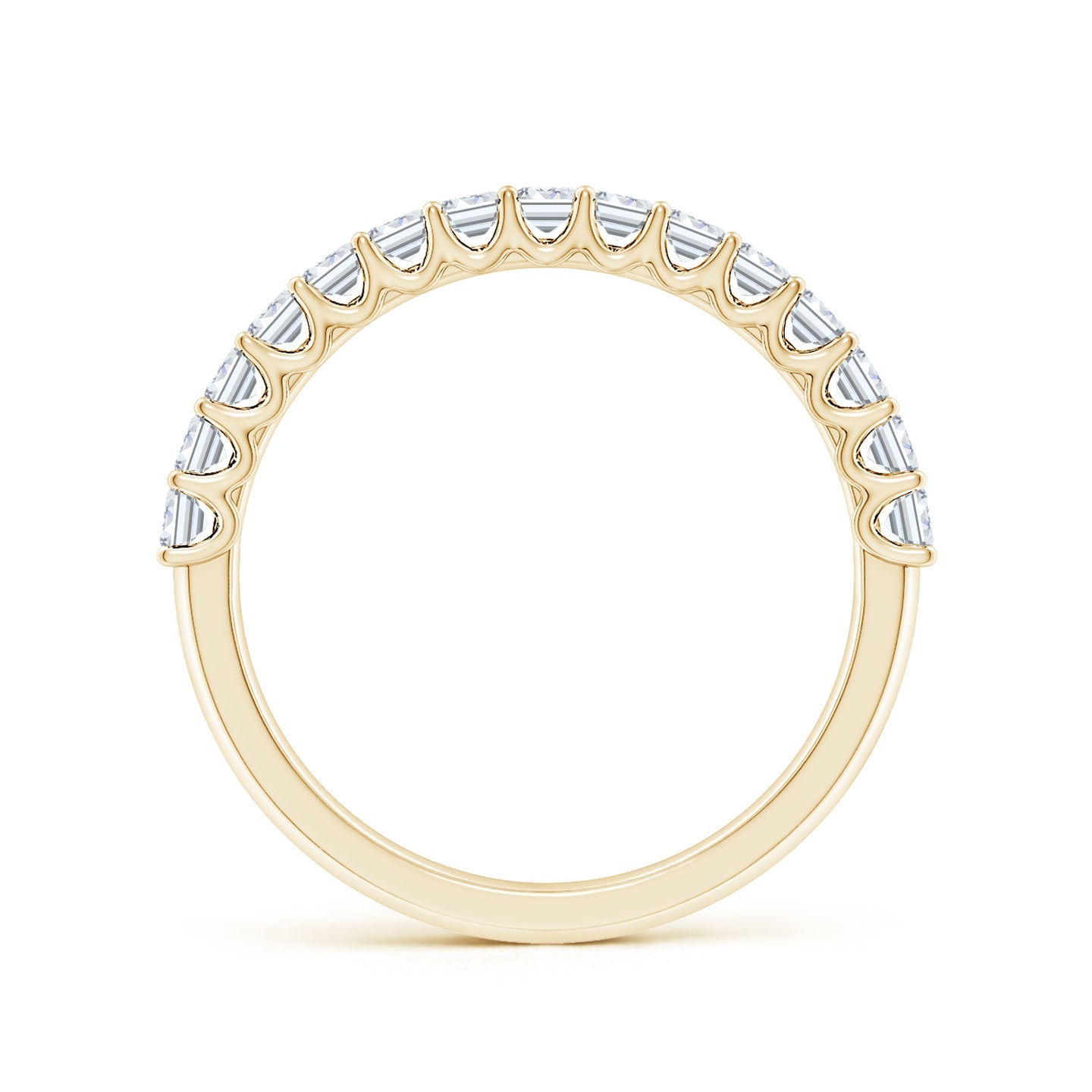 Emerald Cut Lab Grown Diamond Half Eternity Wedding Band