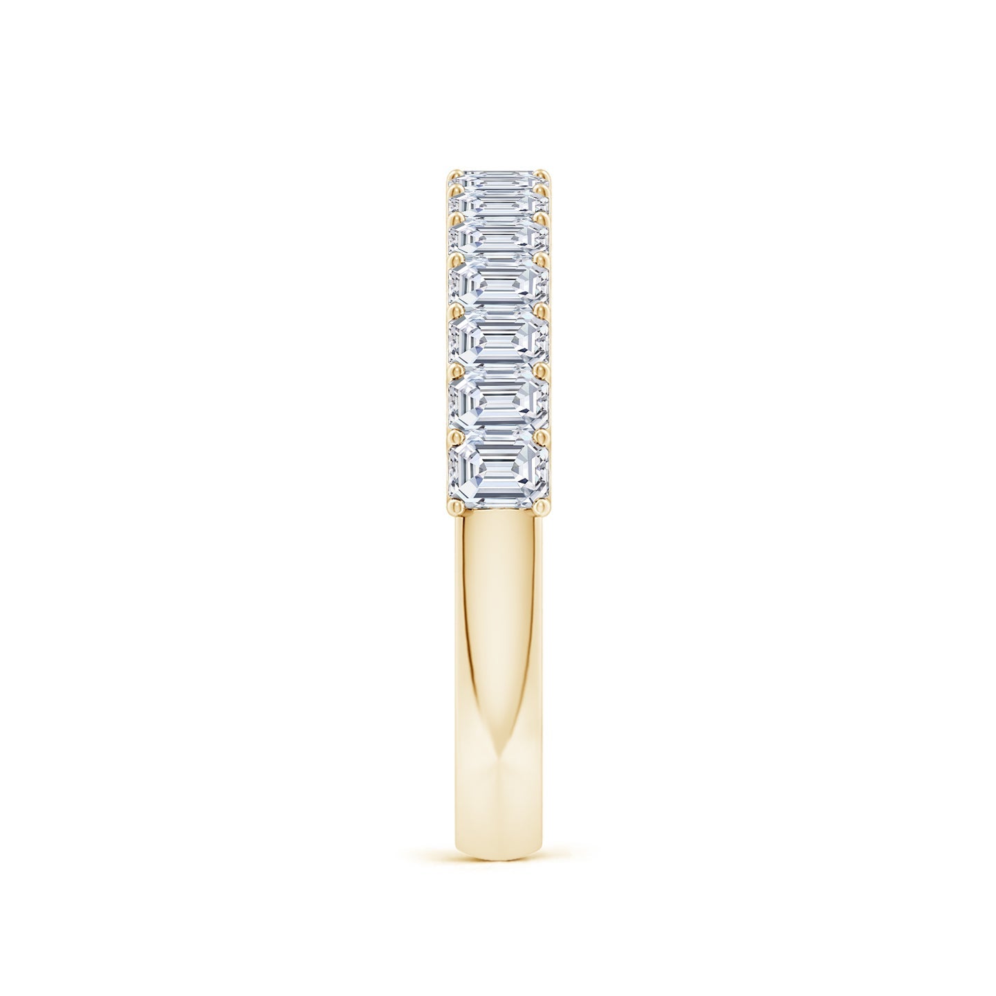 Emerald Cut Lab Grown Diamond Half Eternity Wedding Band