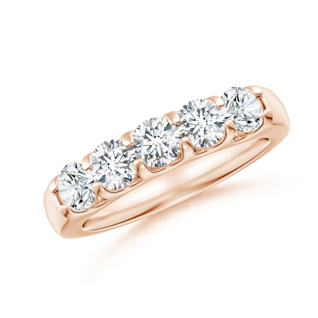 Five Stone Round Brilliant Lab Grown Diamond Engagement & Wedding Band