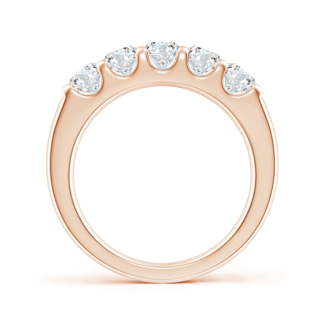 Five Stone Round Brilliant Lab Grown Diamond Engagement & Wedding Band