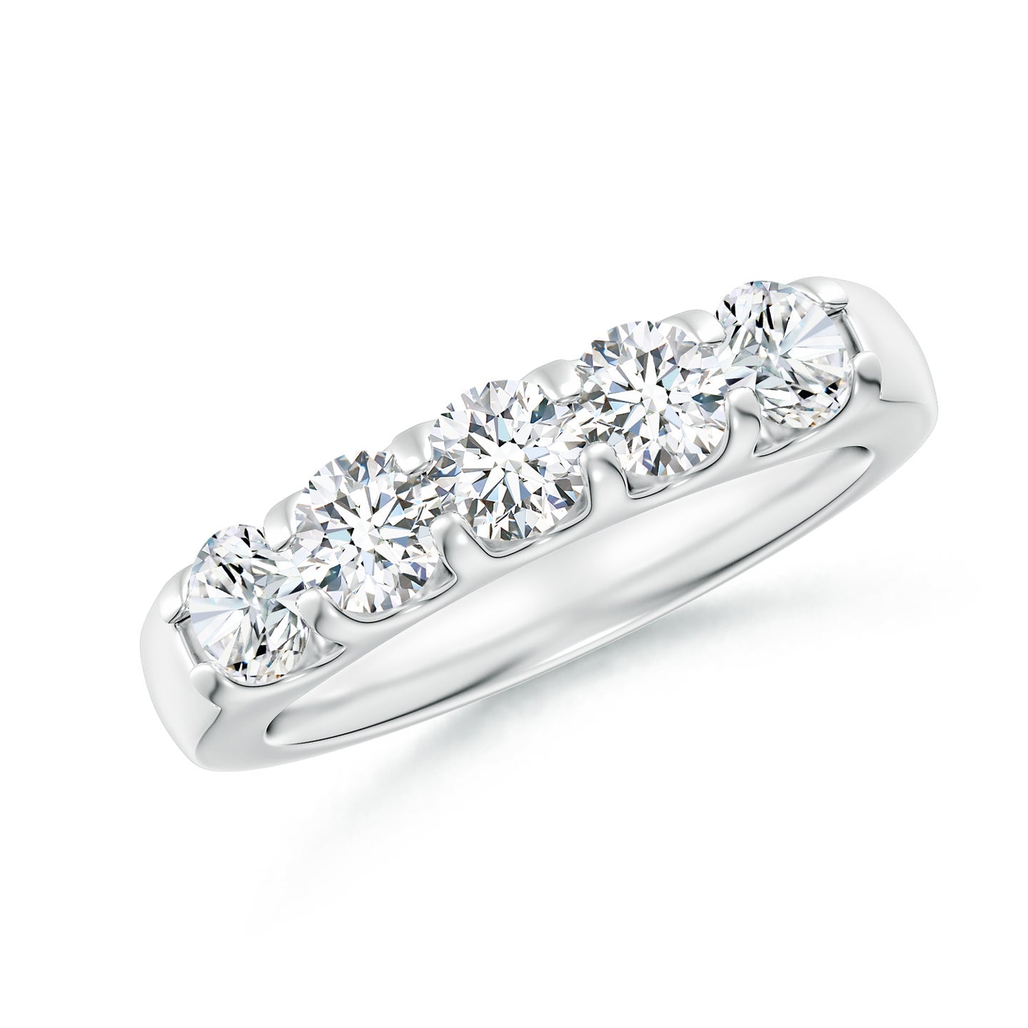 Five Stone Round Brilliant Lab Grown Diamond Engagement & Wedding Band