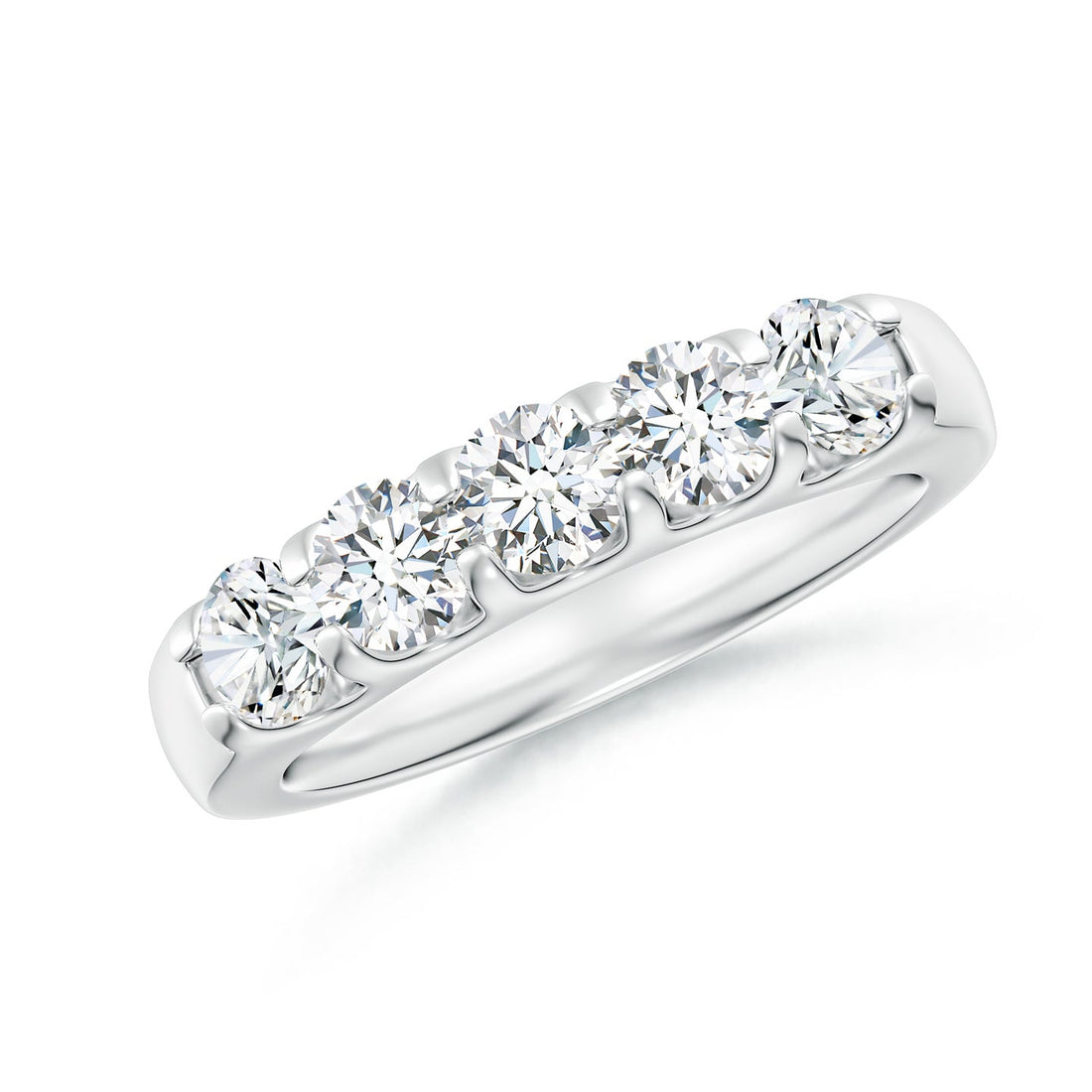 Five Stone Round Brilliant Lab Grown Diamond Engagement & Wedding Band