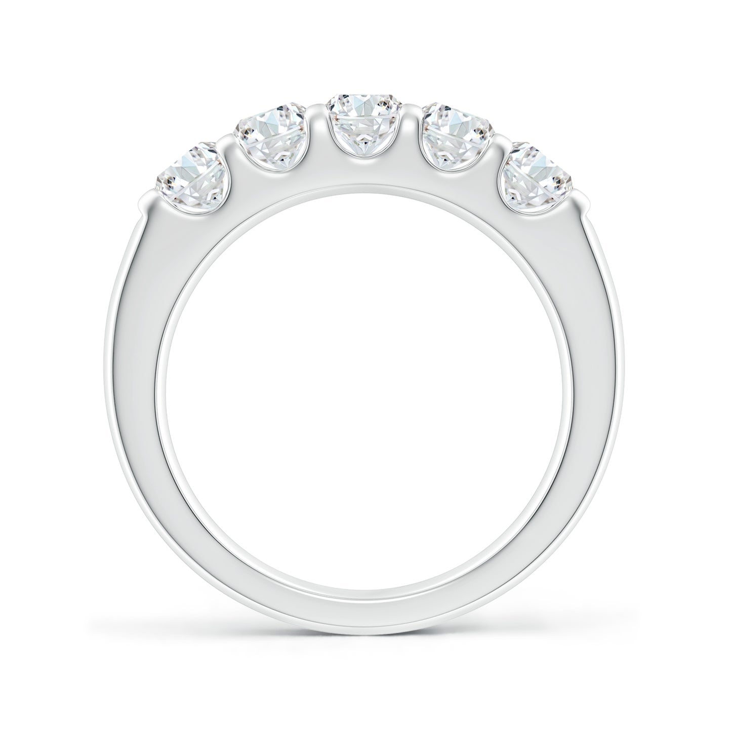 Five Stone Round Brilliant Lab Grown Diamond Engagement & Wedding Band