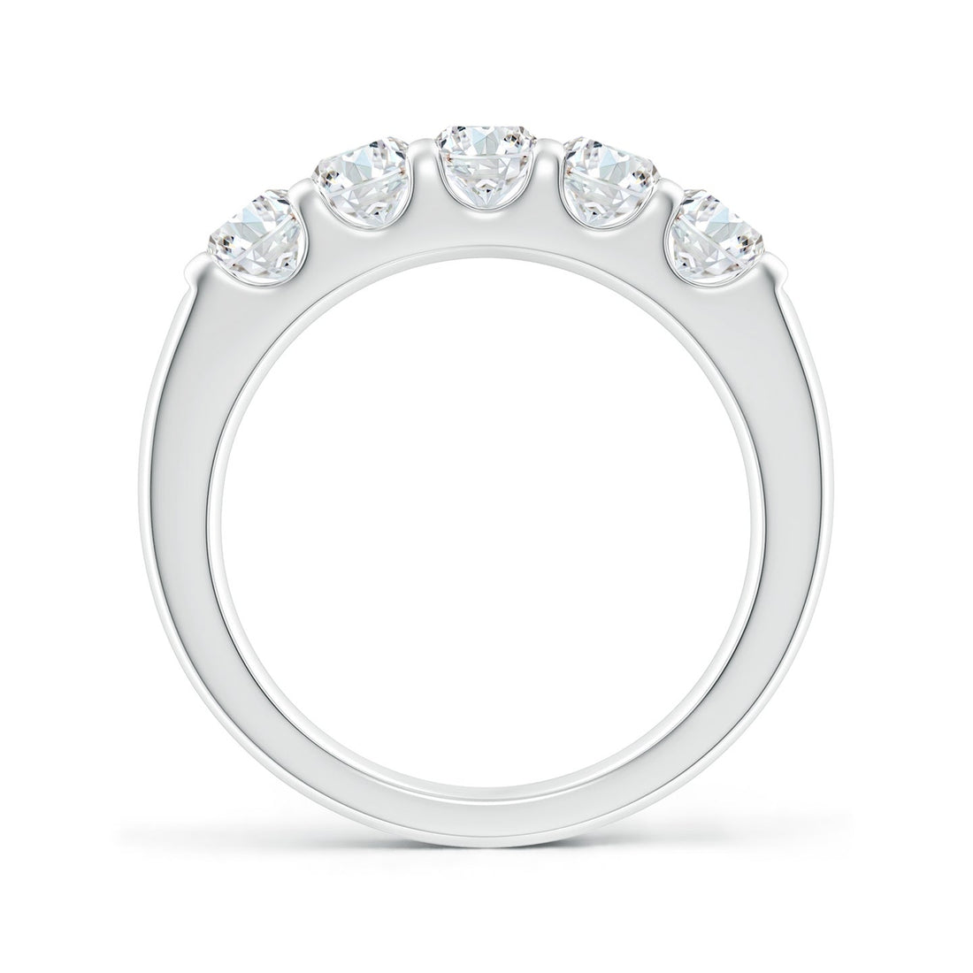 Five Stone Round Brilliant Lab Grown Diamond Engagement & Wedding Band
