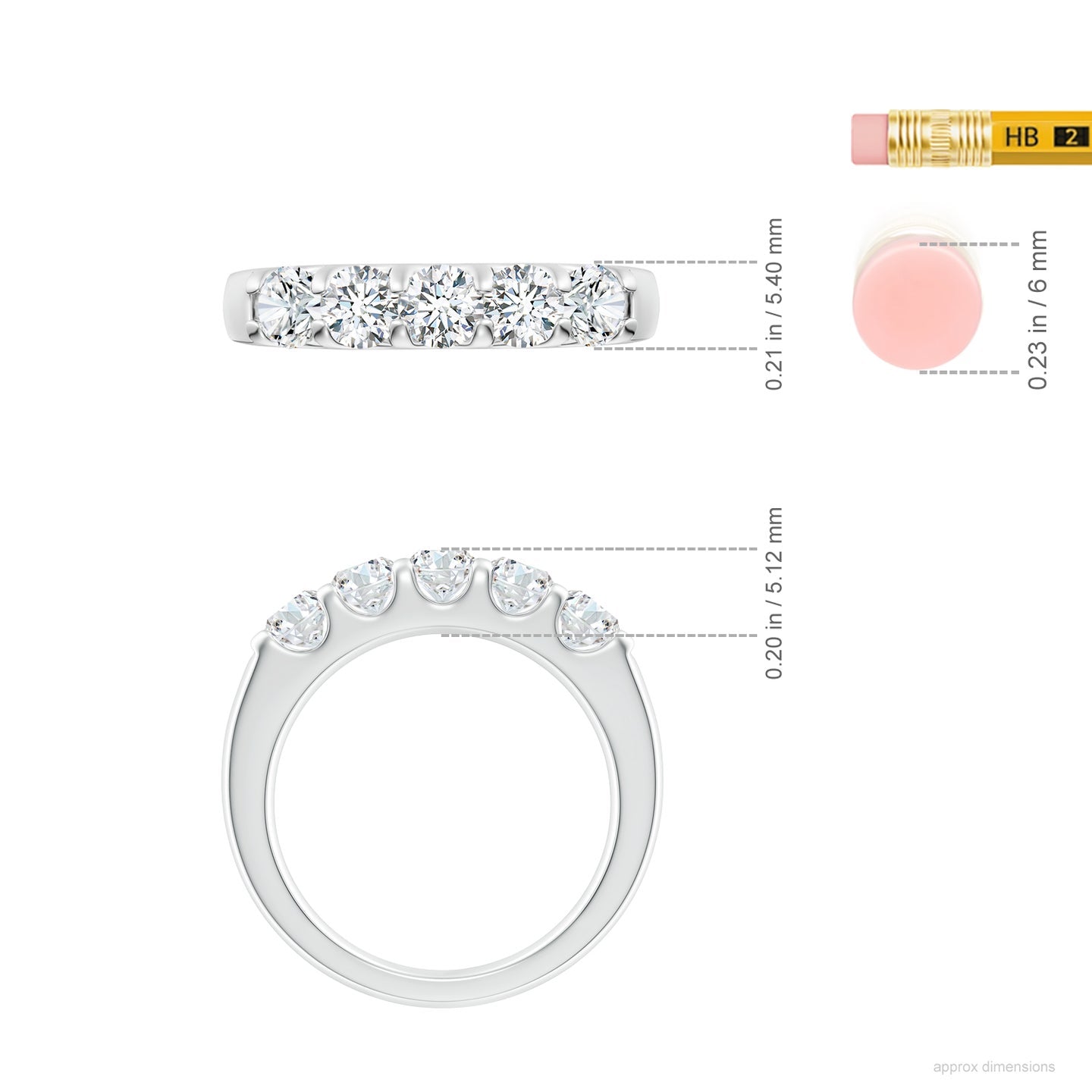 Five Stone Round Brilliant Lab Grown Diamond Engagement & Wedding Band