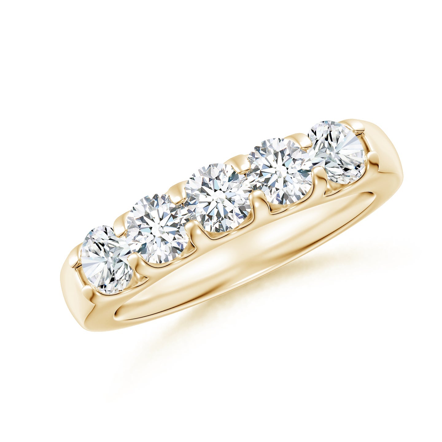 Five Stone Round Brilliant Lab Grown Diamond Engagement & Wedding Band