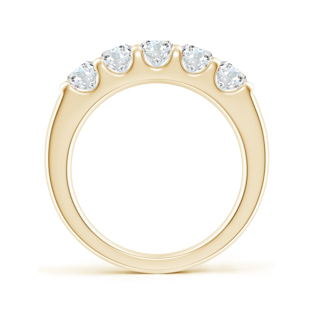 Five Stone Round Brilliant Lab Grown Diamond Engagement & Wedding Band