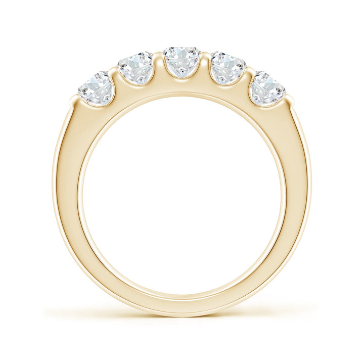 Five Stone Round Brilliant Lab Grown Diamond Engagement & Wedding Band