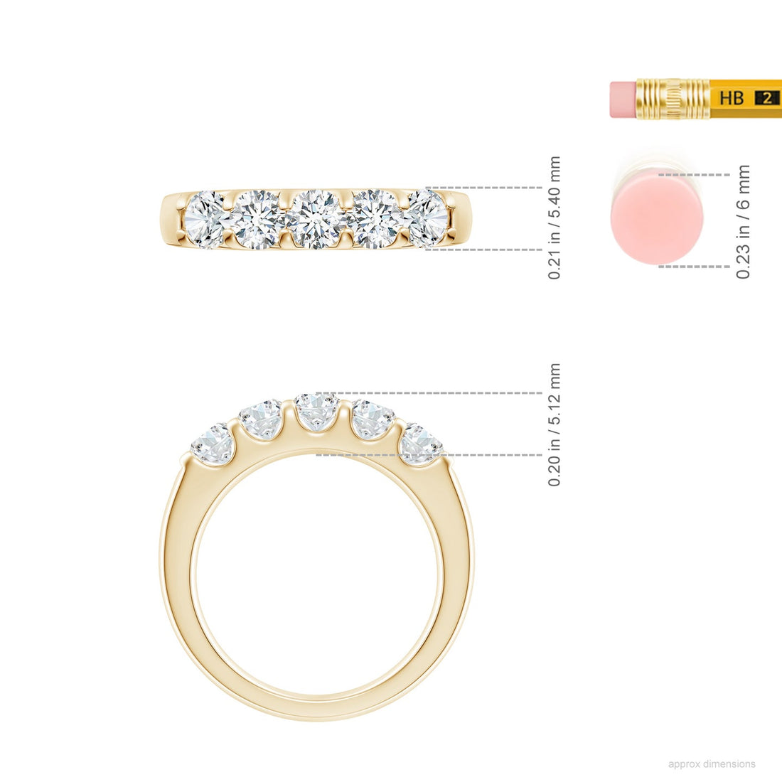 Five Stone Round Brilliant Lab Grown Diamond Engagement & Wedding Band