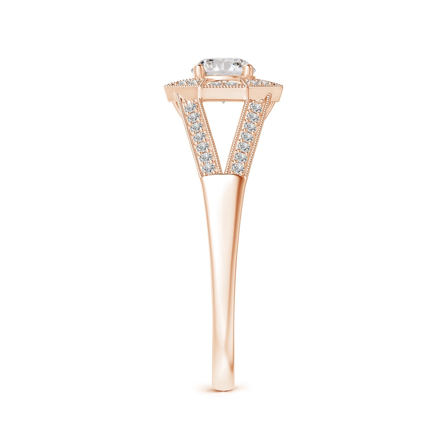 Art Deco Inspired Octagonal Halo Diamond Engagement Ring