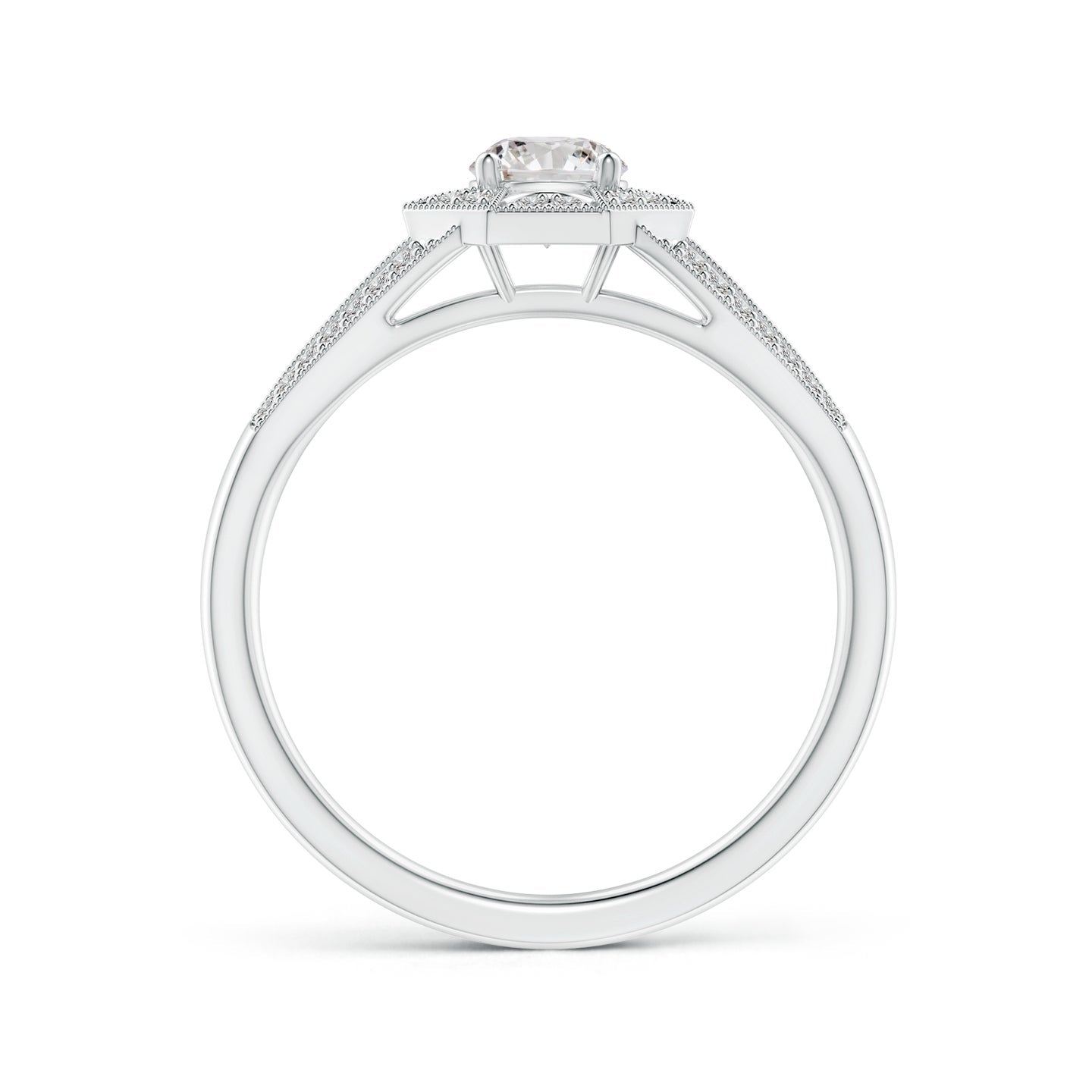Art Deco Inspired Octagonal Halo Diamond Engagement Ring