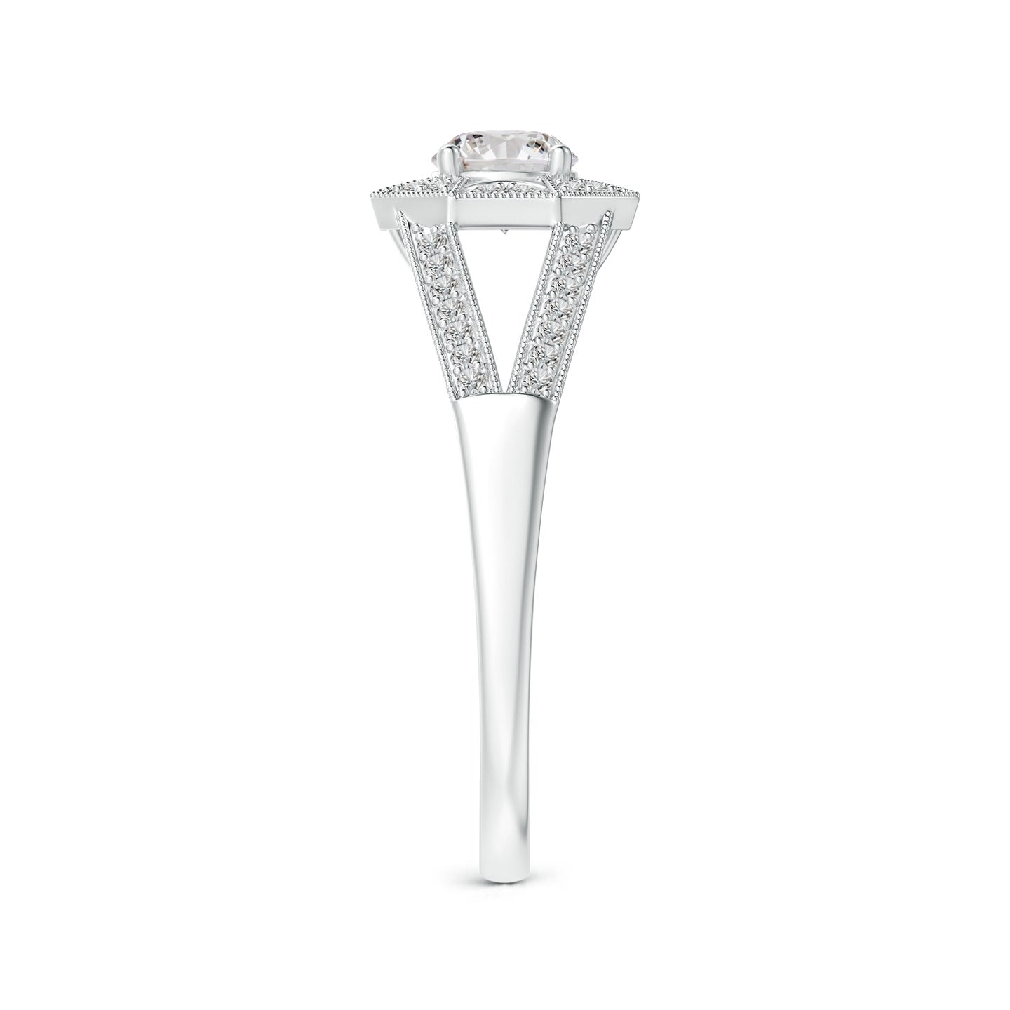 Art Deco Inspired Octagonal Halo Diamond Engagement Ring
