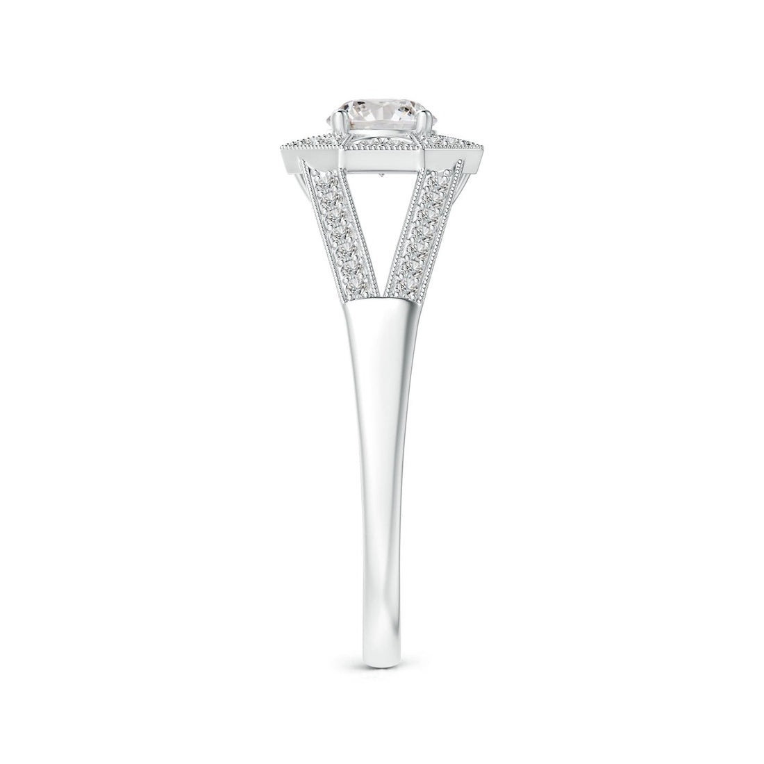 Art Deco Inspired Octagonal Halo Diamond Engagement Ring