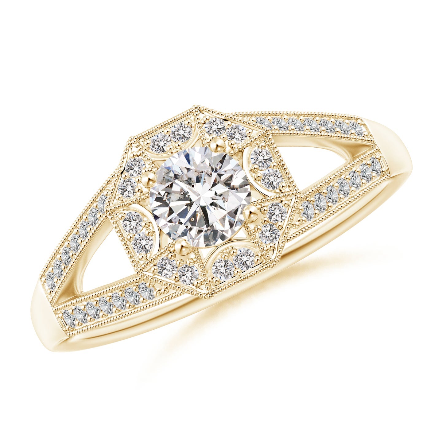 Art Deco Inspired Octagonal Halo Diamond Engagement Ring