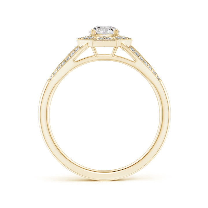 Art Deco Inspired Octagonal Halo Diamond Engagement Ring