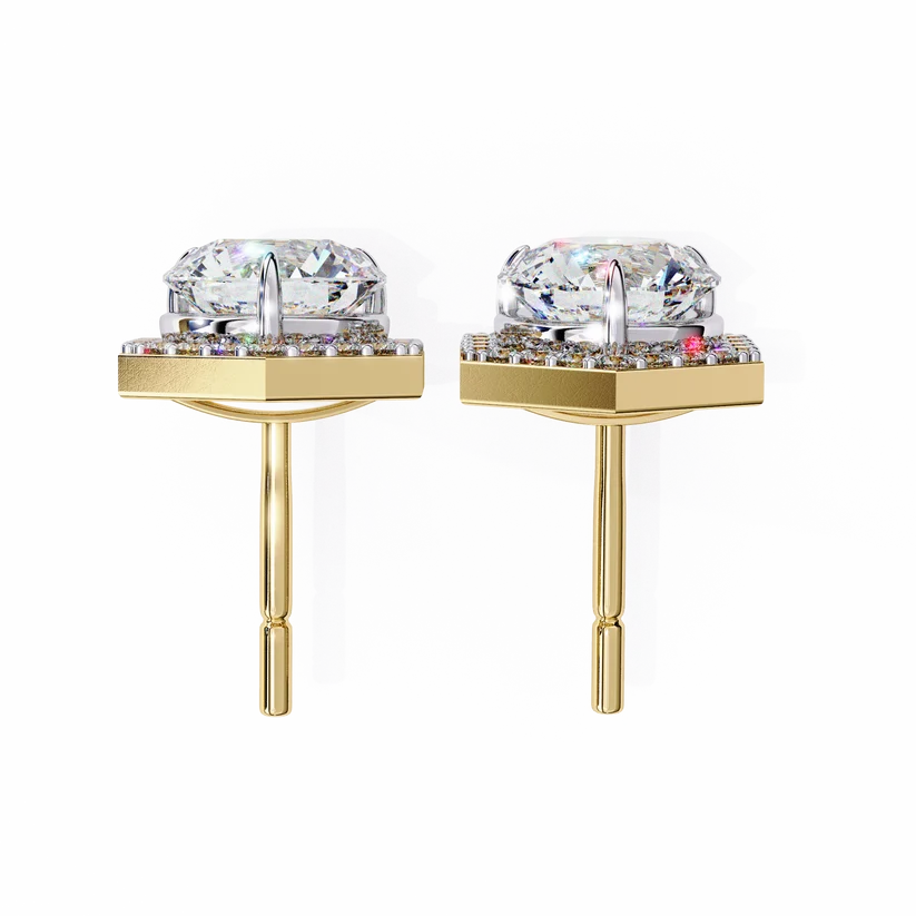 Aurelia Hexagon Diamond Halo Stud Earrings ✨