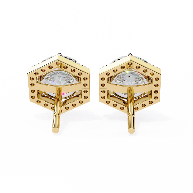 Aurelia Hexagon Diamond Halo Stud Earrings ✨
