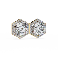 Aurelia Hexagon Diamond Halo Stud Earrings ✨