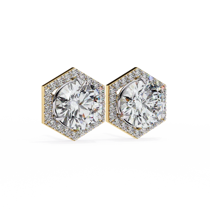 Aurelia Hexagon Diamond Halo Stud Earrings ✨